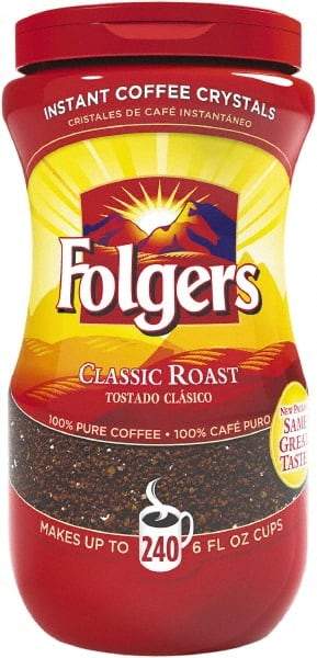 Folgers - Instant Coffee Crystals, Classic Roast, 16 oz Jar - Industrial Tool & Supply