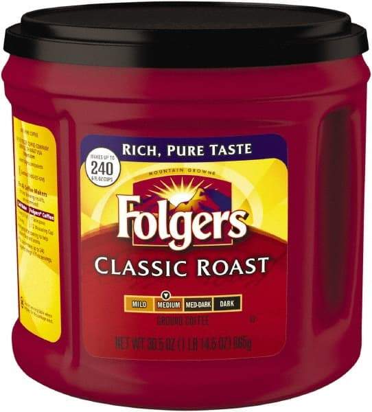 Folgers - Coffee, Classic Roast, Ground, 30.5 oz Canister - Industrial Tool & Supply