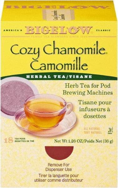 Bigelow - C ozy Chamomile Herbal Tea Pods, 1.90 oz, 18/Box - Industrial Tool & Supply
