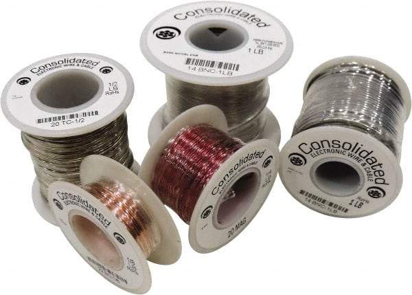 Made in USA - 20 Gage, 0.032" Diameter x 1,000' Long, Bare, Tinned Copper Bus Bar Wire - Pure Copper (ASTM B3) - Industrial Tool & Supply