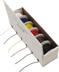 Made in USA - 26 AWG, 1 Strand, 25' OAL, Tinned Copper Hook Up Wire - Black, White, Red, Green, Blue & Yellow PVC Jacket - Industrial Tool & Supply