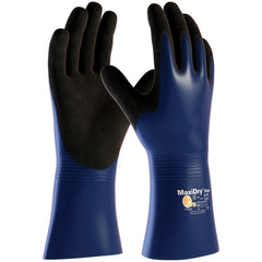 ‎56-530/XXL Coated Supported Gloves - MaxiDry Plus - Nylon/Lycra Liner - Blue/Black Nitrile - Full Coat - 12 In. - Exact Industrial Supply