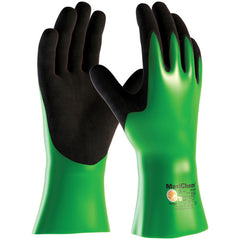 ‎56-630/XL Coated Supported Gloves - MaxiChem - Nylon/Lycra Liner - Green/ Black Nitrile Blnd - Full Coat - 12 In. - Exact Industrial Supply