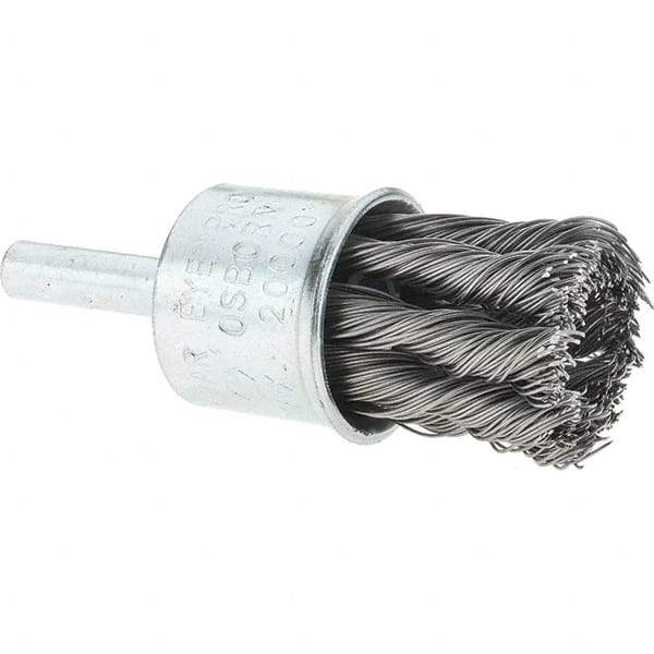 Osborn - 3/4" Brush Diam, Knotted, End Brush - 1/4" Diam Shank, 20,000 Max RPM - Industrial Tool & Supply