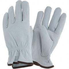 Steiner - Size L Goatskin Work Gloves - For Work & Driver, Uncoated, Elastic Band Cuff, Full Fingered, Natural, Paired - Industrial Tool & Supply