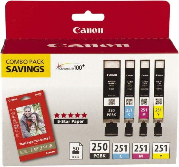 Canon - Ink & Paper Combo - Use with Canon PIXMA iP7220, iP7250, iP8720, iX6820, MG5420, MG5450, MG5520, MG5620, MG6320, MG6420, MG6620, MG7120, MX922 - Industrial Tool & Supply