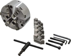 Buck Chuck Company - 6 Jaws, 6" Diam, Self Centering Manual Lathe Chuck - Front Mount, Adjustable, 3,450 Max RPM, 1.78" Through Hole Diam, Forged Steel - Industrial Tool & Supply