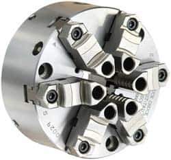 Buck Chuck Company - 6 Jaws, 10" Diam, Self Centering Manual Lathe Chuck - Front Mount, Adjustable, Reversible, 2,250 Max RPM, 3.23" Through Hole Diam, Forged Steel - Industrial Tool & Supply