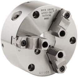Buck Chuck Company - 3 Jaws, 8" Diam, Self Centering Manual Lathe Chuck - Front Mount, Adjustable, Reversible, 4,000 Max RPM, 2.37" Through Hole Diam, Forged Steel - Industrial Tool & Supply