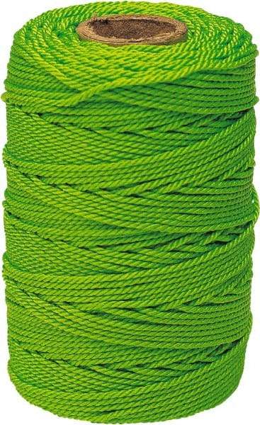 Irwin - #18, Nylon Braided Twine - Fluorescent Green - Industrial Tool & Supply
