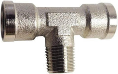 Legris - 3/8 Male Thread x 3/8 Female Thread, Nickel Plated Brass Industrial Pipe Male Branch Tee - MBSPT x FBSPP, 870 psi - Industrial Tool & Supply