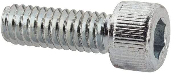 Value Collection - #8-32 UNC Hex Socket Drive, Socket Cap Screw - Alloy Steel, Zinc-Plated Finish, Fully Threaded, 1/2" Length Under Head - Industrial Tool & Supply