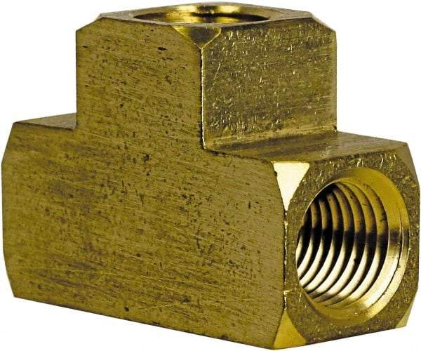 Cerro - 3/8 Female Thread, Brass Industrial Pipe Female Tee - FNPT, 1,200 psi - Industrial Tool & Supply