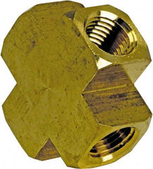Cerro - 1/4 Female Thread, Brass Industrial Pipe Female Cross - FNPT, 1,200 psi - Industrial Tool & Supply