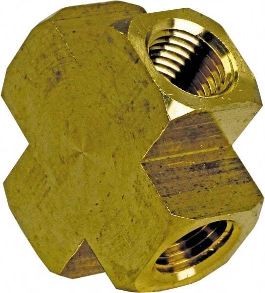 Cerro - 1/8 Female Thread, Brass Industrial Pipe Female Cross - FNPT, 1,200 psi - Industrial Tool & Supply