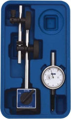 Fowler - 0.001" Graduation, 1" Max Meas, 0-100 Dial Reading, Dial Indicator & Base Kit - 2.3" Base Length x 2" Base Width x 1.8" Base Height, 2-1/4" Dial Diam - Industrial Tool & Supply