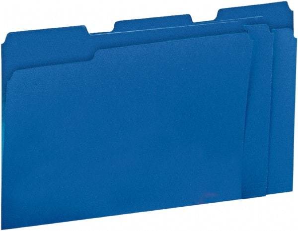 UNIVERSAL - 8-1/2 x 11", Letter Size, Blue, File Folders with Top Tab - 11 Point Stock, 1/3 Tab Cut Location - Industrial Tool & Supply