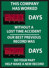 NMC - Scoreboards Scoreboard Type: Digital Scoreboard Legend: This Company Has Worked ____ Days Without A Lost Time Accident Our Best Previous Record Was _____ Days - Industrial Tool & Supply
