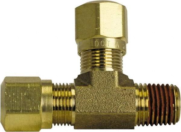 Cerro - 3/8" OD, Brass Male Run Tee - 150 Max Working psi, -40 to 200°F, Comp x MNPT x Comp Ends - Industrial Tool & Supply