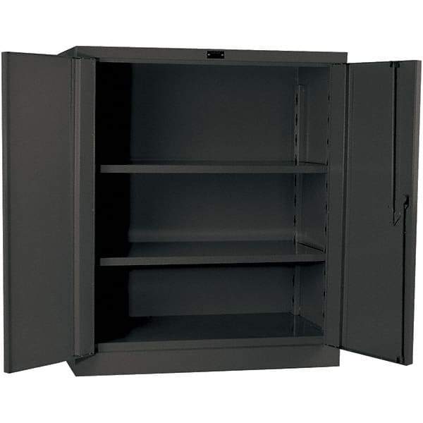 Hallowell - 2 Shelf Locking Storage Cabinet - Steel, 36" Wide x 21" Deep x 42" High, Gray - Industrial Tool & Supply