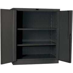 Hallowell - 2 Shelf Locking Storage Cabinet - Steel, 36" Wide x 21" Deep x 42" High, Gray - Industrial Tool & Supply