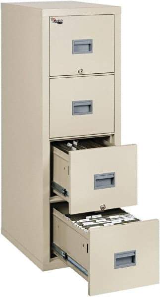 FireKing - 17-3/4" Wide x 52-3/4" High x 25" Deep, 4 Drawer Vertical File - Steel, Parchment - Industrial Tool & Supply