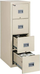 FireKing - 17-3/4" Wide x 52-3/4" High x 25" Deep, 4 Drawer Vertical File - Steel, Parchment - Industrial Tool & Supply
