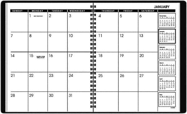 AT-A-GLANCE - 24 Sheet, 6-7/8 x 8-3/4", Planner Appointment Book - Black - Industrial Tool & Supply