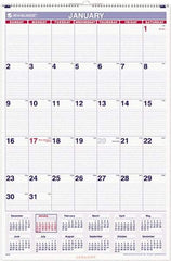 AT-A-GLANCE - 12 Sheet, 20 x 30", Wall Calendar - Blue & Red - Industrial Tool & Supply