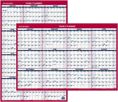 AT-A-GLANCE - 1 Sheet, 24 x 36", Planner Wall Calendar - Blue & Red - Industrial Tool & Supply