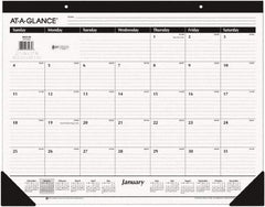 AT-A-GLANCE - 12 Sheet, 22 x 17", Desk Pad - White & Black - Industrial Tool & Supply