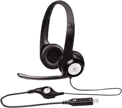 Logitech - Reusable, Over the Head Headset with Microphone - Black Plug, Black Cup - Industrial Tool & Supply
