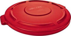 Rubbermaid - Round Lid for Use with 32 Gal Round Trash Cans - Red, Low-Density Polyethylene, For Brute Trash Cans - Industrial Tool & Supply