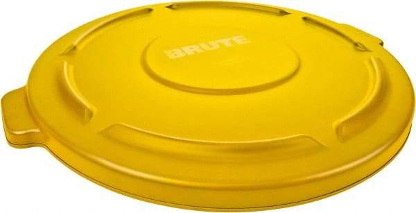 Rubbermaid - Round Lid for Use with 32 Gal Round Trash Cans - Yellow, Low-Density Polyethylene, For Brute Trash Cans - Industrial Tool & Supply