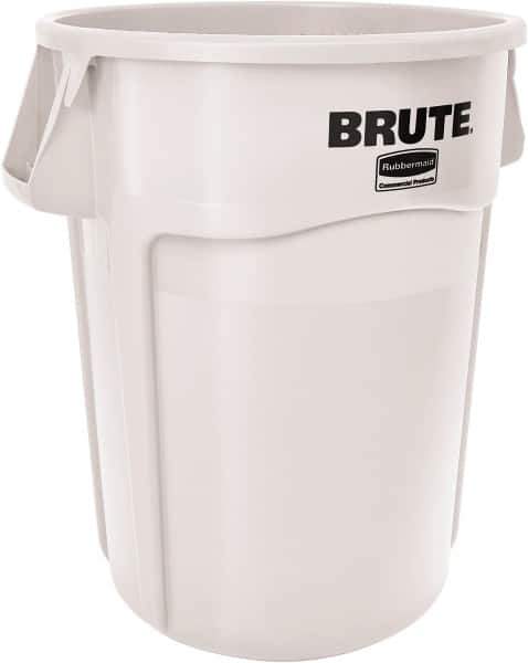 Rubbermaid - 10 Gal White Round Trash Can - Polyethylene, None Graphic, 17-1/8" High, Lid Not Included - Industrial Tool & Supply