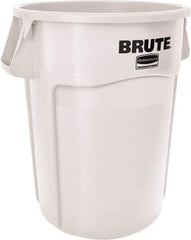 Rubbermaid - 55 Gal White Round Trash Can - Polyethylene, None Graphic, 33.2" High, Lid Not Included - Industrial Tool & Supply