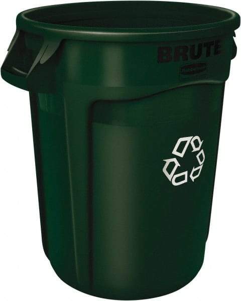 Rubbermaid - 44 Gal Green Round Trash Can - Polyethylene - Industrial Tool & Supply