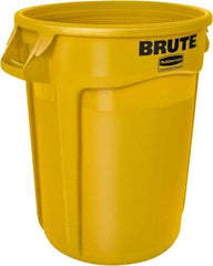 Rubbermaid - 20 Gal Yellow Round Trash Can - Polyethylene, 22.93" High - Industrial Tool & Supply