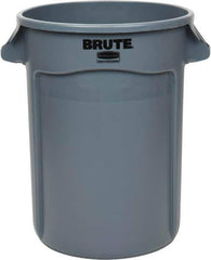 Rubbermaid - 32 Gal Gray Round Trash Can - Polyethylene, 27.77" High - Industrial Tool & Supply