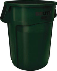 Rubbermaid - 32 Gal Green Round Trash Can - Polyethylene, 27.77" High - Industrial Tool & Supply