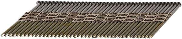 DeWALT - 30 Gauge 0.12" Shank Diam 3" Long Framing Nails for Power Nailers - Steel, Galvanized Finish, Ring Shank, Angled Stick Paper Tape Collation, Round Head, Diamond Point - Industrial Tool & Supply