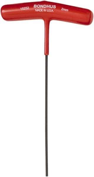 Bondhus - 2mm Hex, T-Handle Cushion Grip, Hex Key - 9" OAL, Metric System of Measurement - Industrial Tool & Supply