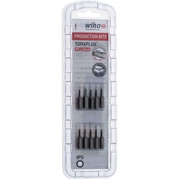 Wiha - 1/4" Drive IP5 Torx Plus Screwdriver Bit - 1" OAL, Insert Bit - Industrial Tool & Supply
