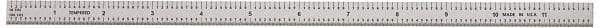 General - 12" Long, 1/100, 1/10" and 0.5, 1mm Graduation, Flexible Steel Rule - Decimal/Metric Graduation Style, 1/2" Wide, Silver, Satin Chrome Finish - Industrial Tool & Supply