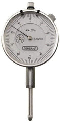 General - 0-100 Dial Reading, 0.001" Graduation Dial Drop Indicator - 2-1/4" Dial, 0.1" Range per Revolution, Revolution Counter - Industrial Tool & Supply