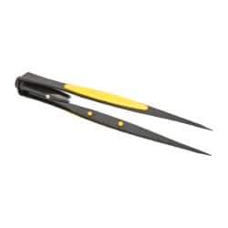 General - 6-1/4" OAL Illuminated Tweezers - Smooth Pointed Tip - Industrial Tool & Supply