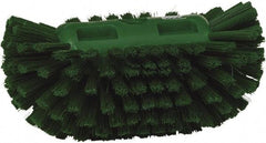 Vikan - 1-1/2" Bristle Length, Polyester Utility Scrub Brush - 5-1/2" Wide Head, 8" OAL, European Threaded Handle, Green, Polypropylene Block - Industrial Tool & Supply