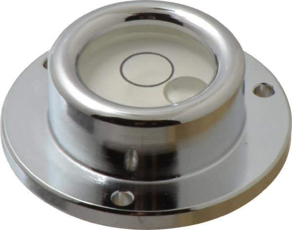Geier & Bluhm, Inc. - 1-3/4 Inch Base Diameter x 0.63 Inch Overall Height, 1 Circle, Brass Bull's Eye Circular Level - 0.315 Inch Vial Diameter, 13/16 Inch Inner Diameter, 0.12 Inch Mounting Hole Diameter, 0.1 Inch Sensitivity, -40 to 160°F - Industrial Tool & Supply