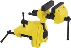 Stanley - 2-7/8" Jaw Width, 3" Opening Capacity, 1-1/2" Throat Depth, Cast Aluminum Swivel Bench Vise - Clamp-On Base Attachment, 7" Long x 3-1/4" Wide x 9-1/2" High - Industrial Tool & Supply