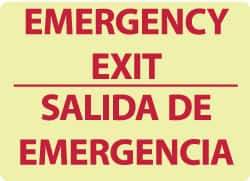NMC - Emergency Exit, Plastic Exit Sign - 14" Wide x 10" High, English/Spanish, Glow-in-the-Dark - Industrial Tool & Supply